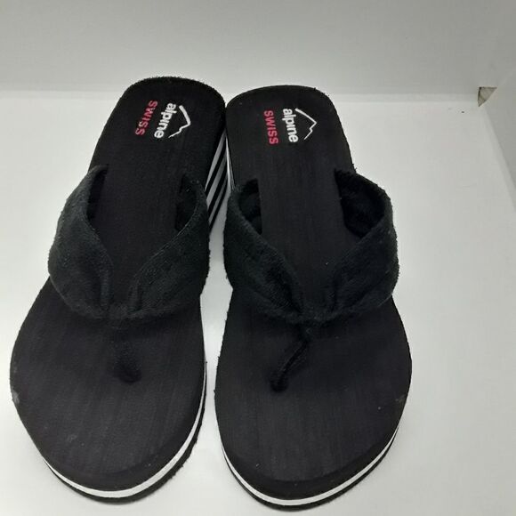 ALPINE SWISS Women's Sandals Soft Terrycloth Thongs Platform Size 8,5 - Picture 3 of 5
